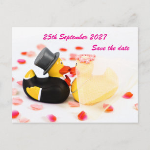 Cartão Postal De Anúncio Patos de casamento confetes de pétalas de rosa ...