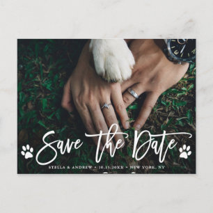 Cartão Postal De Anúncio Paw imprime o casamento Salvar a foto da data