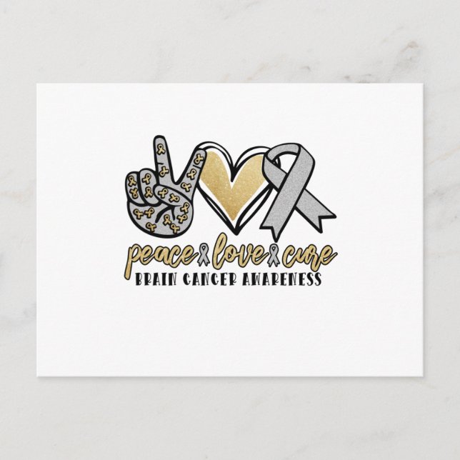 Cartão Postal De Anúncio Peace Love Cure Brain Cancer (Frente)
