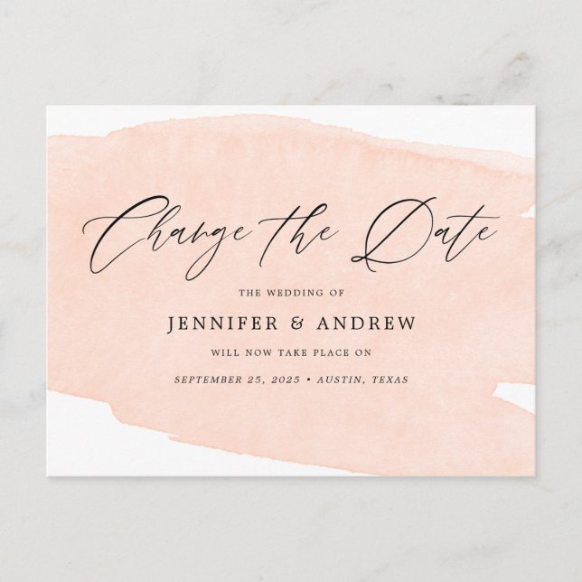 Cartão Postal De Anúncio Peach Alterar O Adiamento De Casamento De Data (Frente)