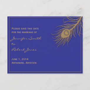 Cartão Postal De Anúncio Peacock Plume Salvar o Cartão-Postal de Data