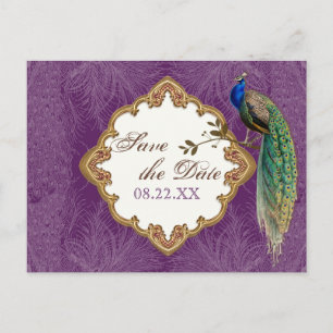Cartão Postal De Anúncio Peacock & Swirls do ouro - Salve o Cartão-Postal d