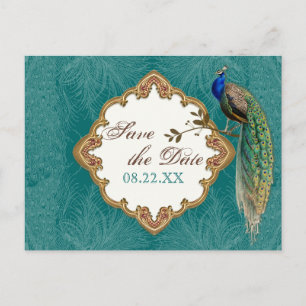 Cartão Postal De Anúncio Peacock & Swirls do ouro - Salve o Cartão-Postal d