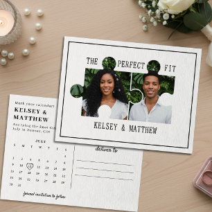 Cartão Postal De Anúncio Peça de Puzzle Foto Casamento Ajuste Perfeito