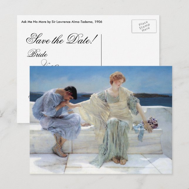 Cartão Postal De Anúncio Peça-me Não Mais por Alma Tadema Casamento (Frente/Verso)