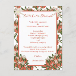 Cartão Postal De Anúncio Pequena Cutie Clementine |Citrus Theme Birth