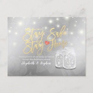 Cartão Postal De Anúncio Permaneça Em Casa Esteja Em Segurança Adiamento De