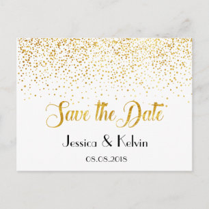 Cartão Postal De Anúncio Personalizar Faux Gold Foil Confetti Pontos Salva 