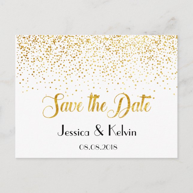 Cartão Postal De Anúncio Personalizar Faux Gold Foil Confetti Pontos Salva  (Frente)