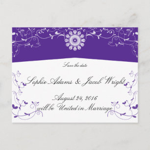 Cartão Postal De Anúncio Personalizar Flores Purple White Flourish