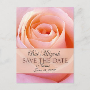 Cartão Postal De Anúncio Personalize Cartão de Save the Date de Bat Mitzvah