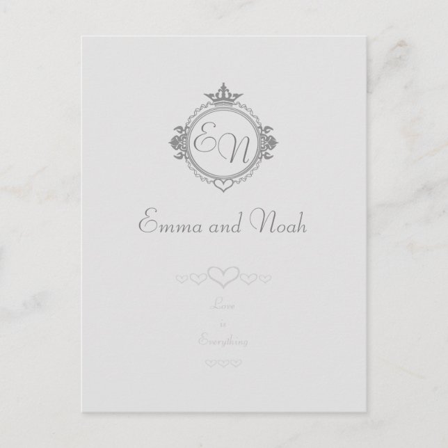 Cartão Postal De Anúncio Personalize os nomes, iniciais e a frase Amor (Frente)