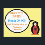 Cartão Postal De Anúncio Personalized Ms. Penguin Albania<br><div class="desc">Ms. Penguin visits Albania wearing a vest with the Albanian flag to celebrate cultural pride, heritage, and ancestry. She joins birthdays, weddings, and family reunions, as well as Penguin Awareness Day (Jan 20) and World Penguin Day (Apr 25). Add your message in her speech bubble on this personalized save the...</div>
