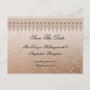 Cartão Postal De Anúncio Pêssego Lace e Damasco Salve a Data