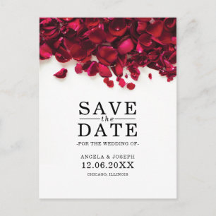 Cartão Postal De Anúncio Pétalas de rosa vermelha que Wedding economias a