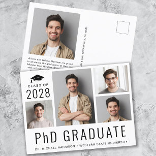 Cartão Postal De Anúncio PhD 5 Graduação em Doutorado em Foto