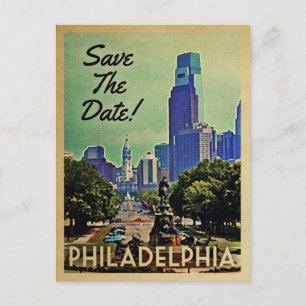Cartão Postal De Anúncio Philadelphia Salve A Data Vintage Postcards