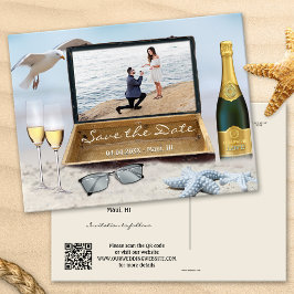 Cartão Postal De Anúncio Photo Beach ou Destination Save the Date Postcard
