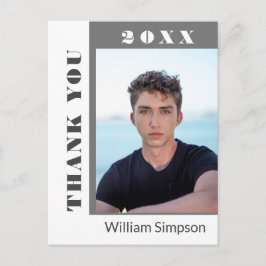 Cartão Postal De Anúncio PHOTO Modern Simple Graduation Obrigado Anunciar