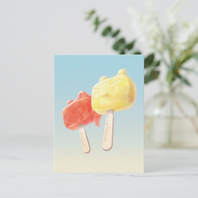 Cartão Postal De Anúncio Picolés de Personagens (Em pé/Frente)