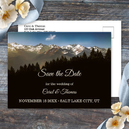 Cartão Postal De Anúncio Pine Tree Mountain Save the Date Postcard