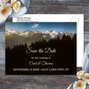 Cartão Postal De Anúncio Pine Tree Mountain Save the Date Postcard