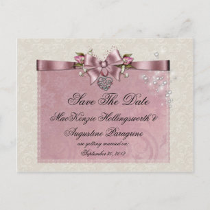Cartão Postal De Anúncio Pingentes de Fitas Rosas Cor-de-Rosa Salve A Data