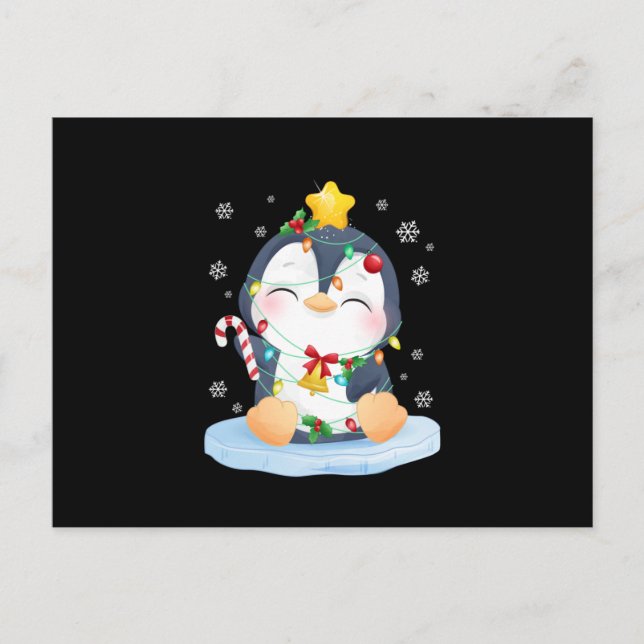 Cartão Postal De Anúncio Pinguim Natal Feliz Natal (Frente)