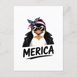 Cartão Postal De Anúncio Pinguim resiste aos pinguins protestando contra