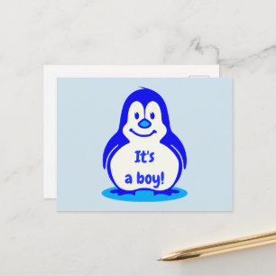Cartão Postal De Anúncio Pinguim Sorriso Azul Bonito É uma Revenda de Gêner