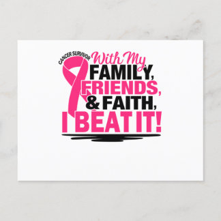 Cartão Postal De Anúncio Pink Ribbon Cancer Survivor Friends Family And Fai