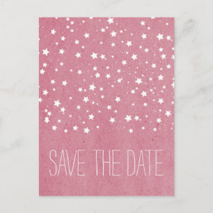 Cartão Postal De Anúncio Pink Starry Night Salve o Cartão-Postal de Data