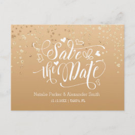 Cartão Postal De Anúncio Pintado de Ouro | Salve a Data