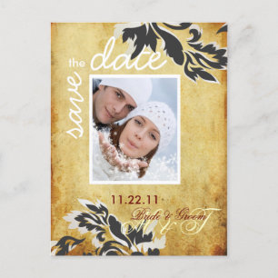 Cartão Postal De Anúncio PixDezine Vintage Pearl Damask 12 Save Date (Data