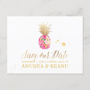 Cartão Postal De Anúncio PixDezines Aloha Abacaxi/Rosa Choque/Guardar a Dat