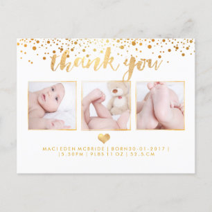 Cartão Postal De Anúncio PixDezines Baby Shower Obrigado/Deslumbrante Doura