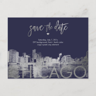 Cartão Postal De Anúncio PixDezines/Chicago Salve a Data/Prata Falsa