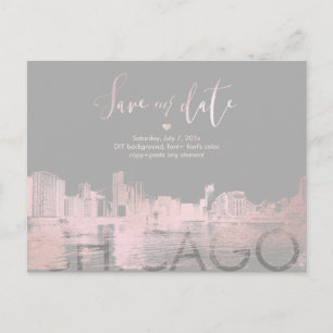 Cartão Postal De Anúncio PixDezines/Chicago Save the Date/Rouge Pálido