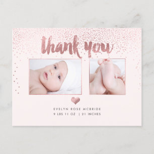 Cartão Postal De Anúncio PixDezines Chuveiro de Bebê Obrigado/Faux Rose Gol