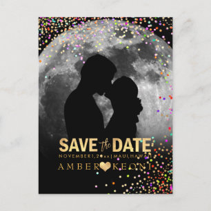 Cartão Postal De Anúncio PixDezines Confetti+Faux Dourado Salvar a Data
