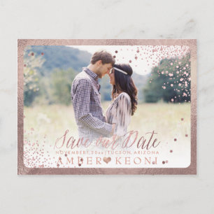 Cartão Postal De Anúncio PixDezines Dazzled Faux Rosa Dourada Confetti