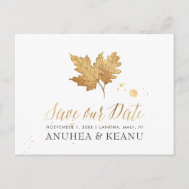 Cartão Postal De Anúncio PixDezines FauxGold Folhagem de Outono/Salve nossa