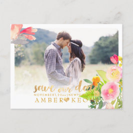 Cartão Postal De Anúncio PixDezines Floral de Primavera Salve a Data