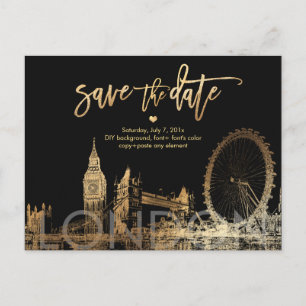 Cartão Postal De Anúncio PixDezines/LONDON Salve o Dia/Faux Gold