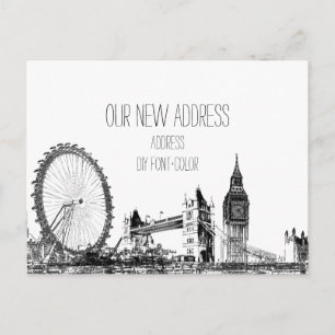 Cartão Postal De Anúncio PixDezines/movendo/londres — capa/esboçada