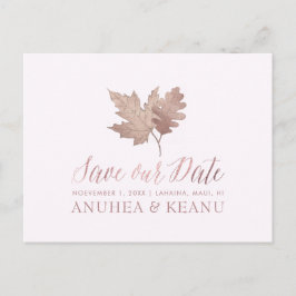 Cartão Postal De Anúncio PixDezines Rose Gold Folhagem de Outono/Salve a da