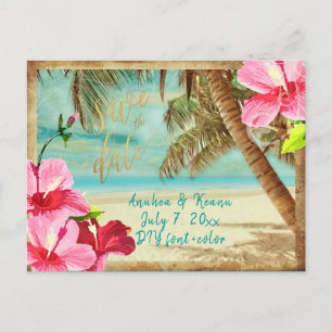 Cartão Postal De Anúncio PixDezines/save o dia/praia tropical retrô