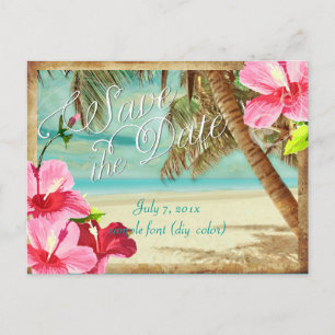 Cartão Postal De Anúncio PixDezines/save o dia/praia tropical vintage