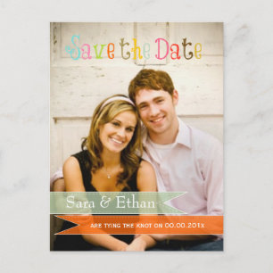 Cartão Postal De Anúncio PixDezines seafoam+laranja salvar a data