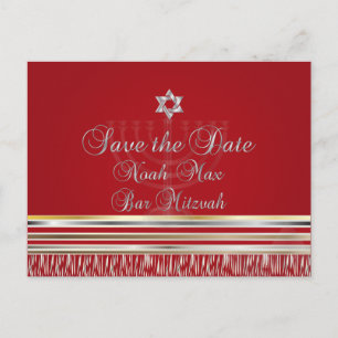 Cartão Postal De Anúncio PixDezines TALLIT/RED/MITZVAH SALVE a data